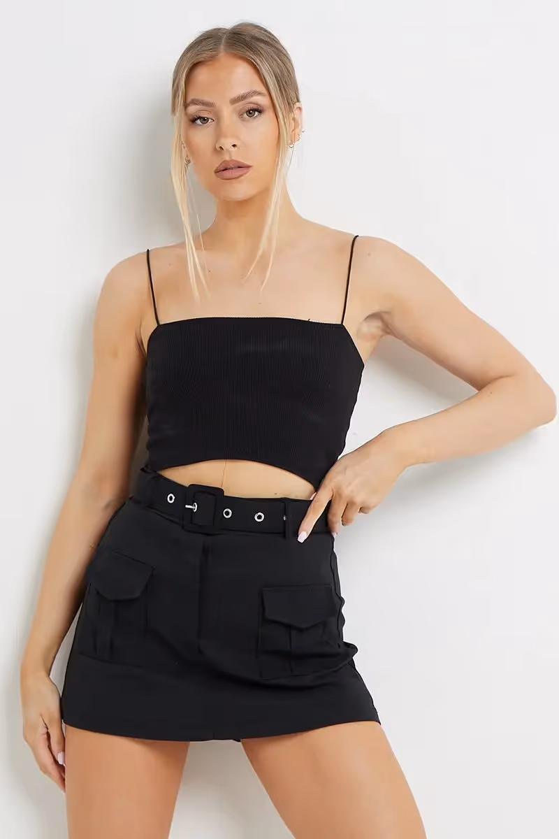 HighWaist Pockets Belt Decor Skorts（Buy 2 Free shipping）